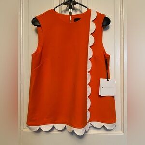NWT Victoria Beckham for Target Orange Blouse with White Scallop Trim-MEDIUM